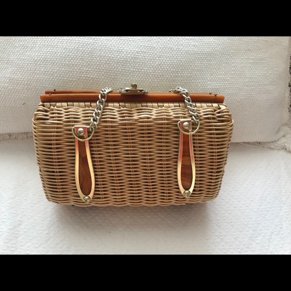 Chain straw clutch bag / handbag
